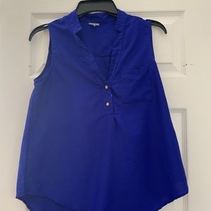 Blue sleeveless blouse